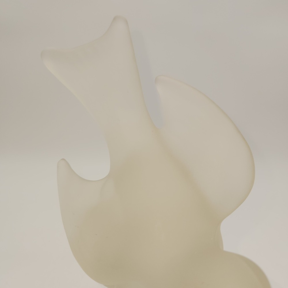Vintage MCM Frosted L.E. Smith Satin Clear Glass Bird In Flight Molded Figurine - Picture 4 of 7